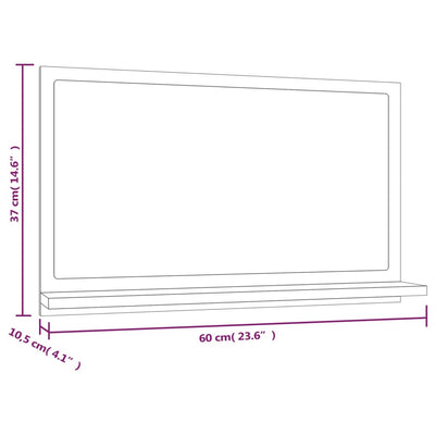 Badspiegel Grau Sonoma 60x10,5x37 cm Holzwerkstoff