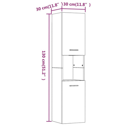 Badezimmerschrank Grau Sonoma 30x30x130 cm Holzwerkstoff