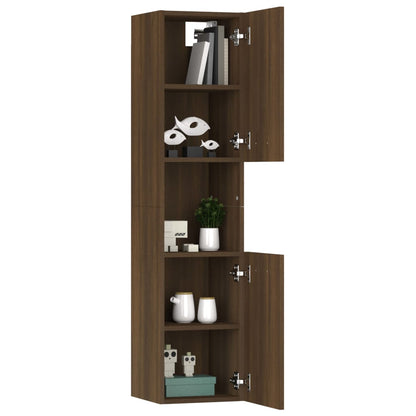 Badezimmerschrank Braun Eiche 30x30x130 cm Holzwerkstoff