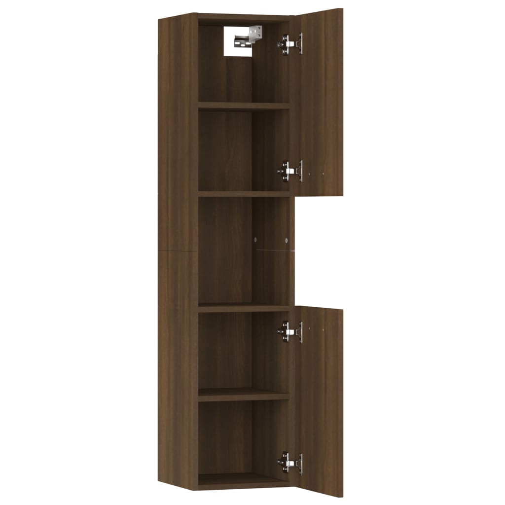 Badezimmerschrank Braun Eiche 30x30x130 cm Holzwerkstoff