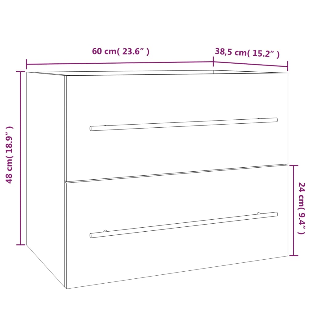 Waschbeckenschrank Grau Sonoma 60x38,5x48 cm Holzwerkstoff