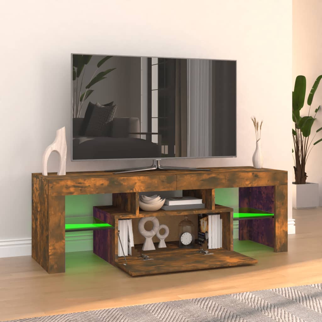 TV-Schrank mit LED-Leuchten Räuchereiche 120x35x40 cm