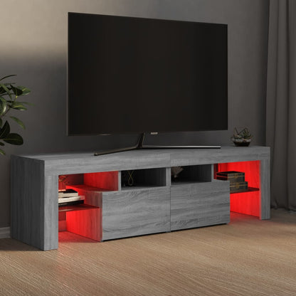 TV-Schrank mit LED-Leuchten Grau Sonoma 140x36,5x40 cm