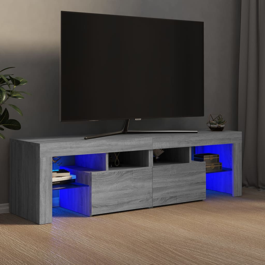 TV-Schrank mit LED-Leuchten Grau Sonoma 140x36,5x40 cm