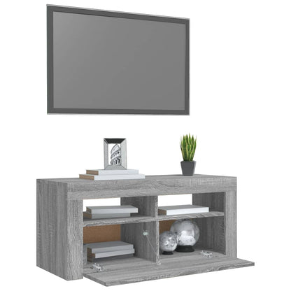 TV-Schrank mit LED-Leuchten Grau Sonoma 90x35x40 cm