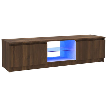 TV-Schrank mit LED-Leuchten Braun Eichen-Optik 120x30x35,5 cm