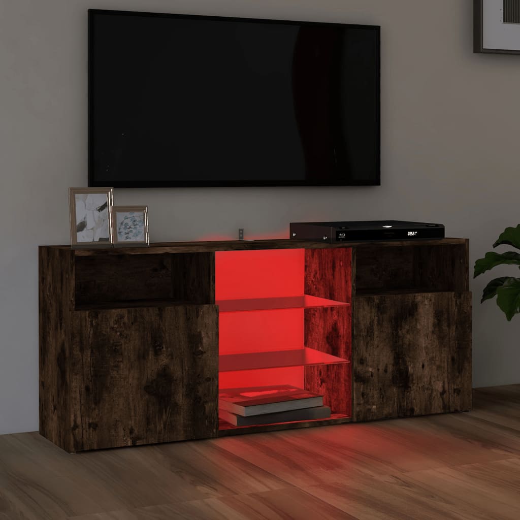 TV-Schrank mit LED-Leuchten Räuchereiche 120x30x50 cm