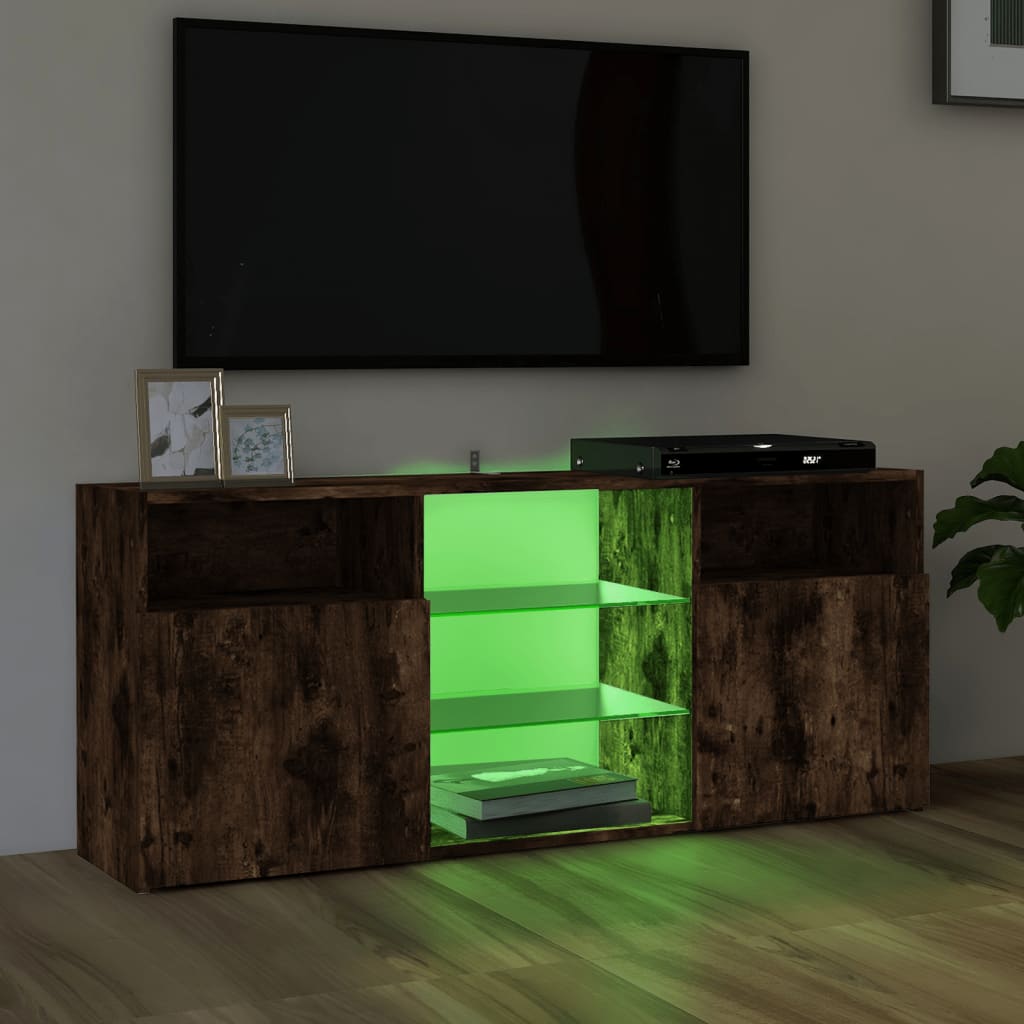 TV-Schrank mit LED-Leuchten Räuchereiche 120x30x50 cm