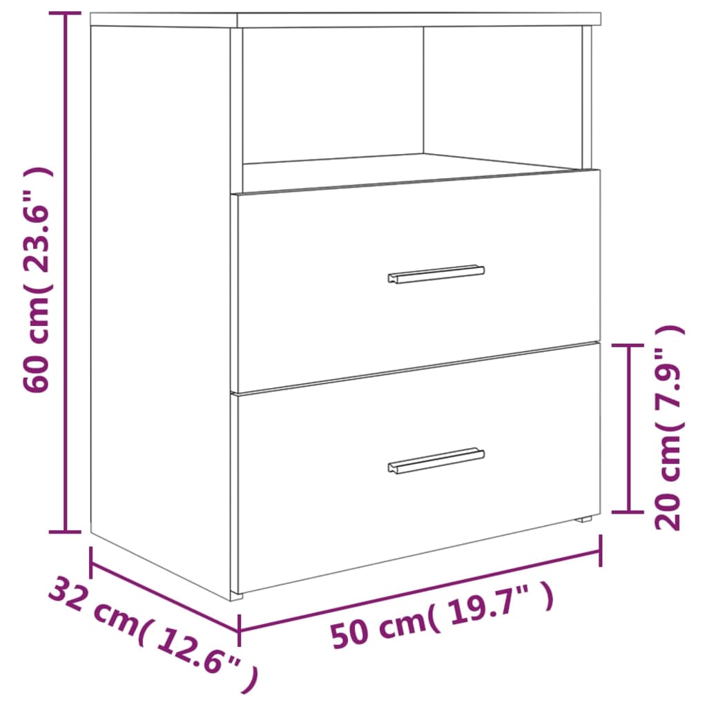 Nachttische 2 Stk. Braun Eichen-Optik 50x32x60 cm