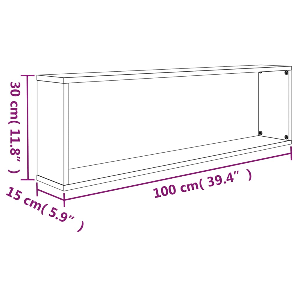 Wandregale 2 Stk. Grau Sonoma 100x15x30 cm Holzwerkstoff