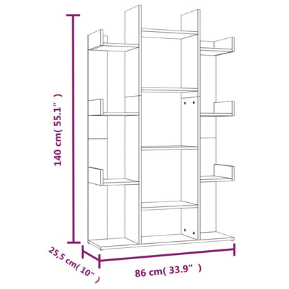 Bücherregal Grau Sonoma 86x25,5x140 cm Holzwerkstoff