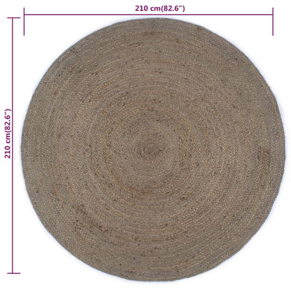 Teppich Handgefertigt Jute Rund 210 cm Grau