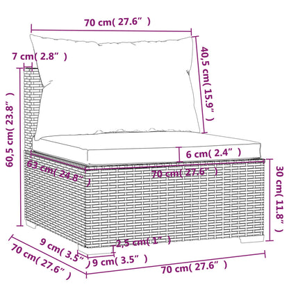 4-tlg. Garten-Lounge-Set mit Kissen Poly Rattan Grau