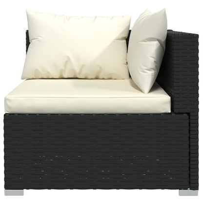 5-tlg. Garten-Lounge-Set mit Kissen Poly Rattan Schwarz