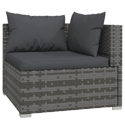 9-tlg. Garten-Lounge-Set mit Kissen Poly Rattan Grau