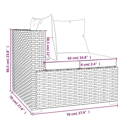 7-tlg. Garten-Lounge-Set mit Kissen Grau Poly Rattan