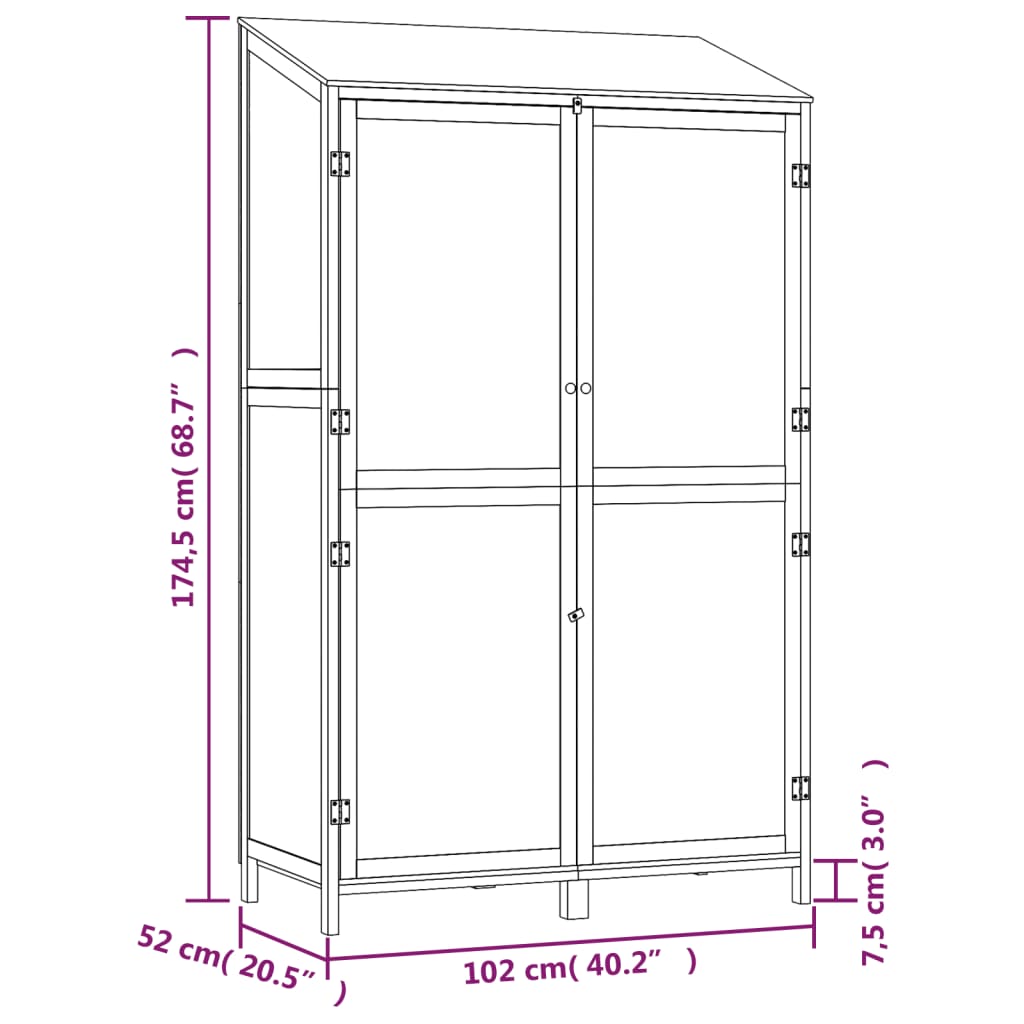 Geräteschuppen Anthrazit 102x52x174,5 cm Massivholz Tanne