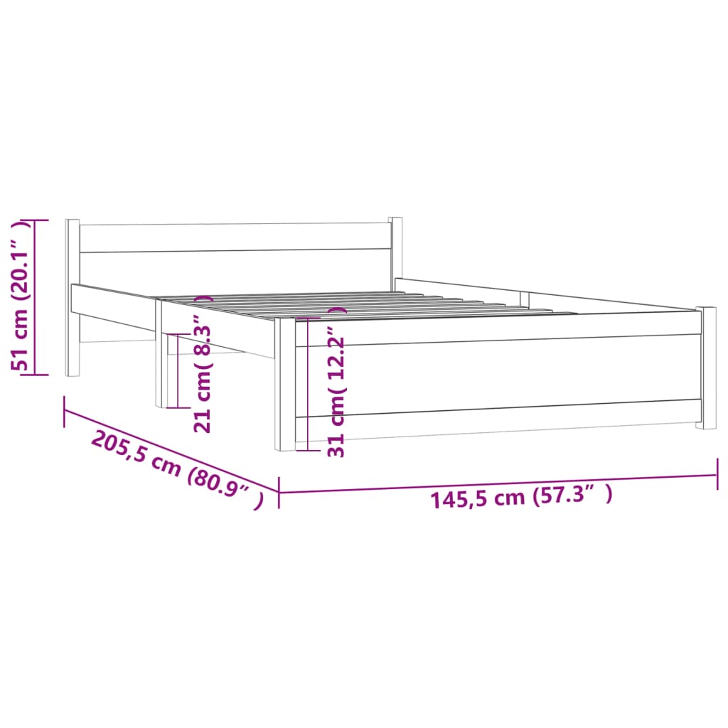 Massivholzbett ohne Matratze 140x200 cm