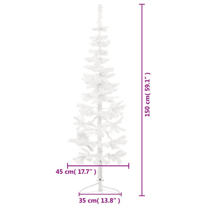 Künstlicher Halb-Weihnachtsbaum mit Ständer Schlank Weiß 150 cm