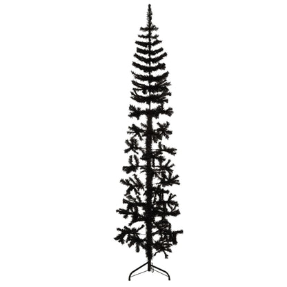 Künstlicher Halb-Weihnachtsbaum Ständer Schlank Schwarz 210 cm