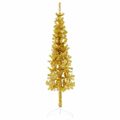 Künstlicher Halb-Weihnachtsbaum mit Ständer Schlank Gold 120 cm