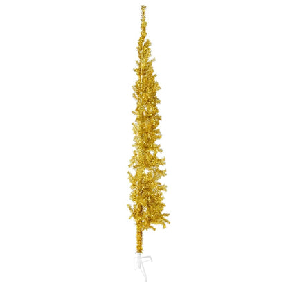 Künstlicher Halb-Weihnachtsbaum mit Ständer Schlank Gold 180 cm