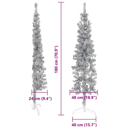 Supporto per albero di Natale artificiale sottile argento 180 cm