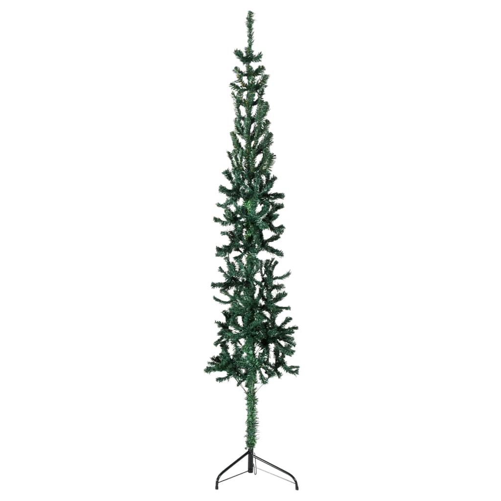 Künstlicher Halb-Weihnachtsbaum mit Ständer Schlank Grün 240 cm