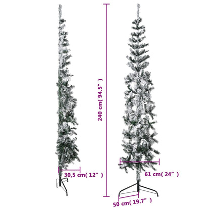 Künstlicher Halb-Weihnachtsbaum mit Schnee Schlank 240 cm