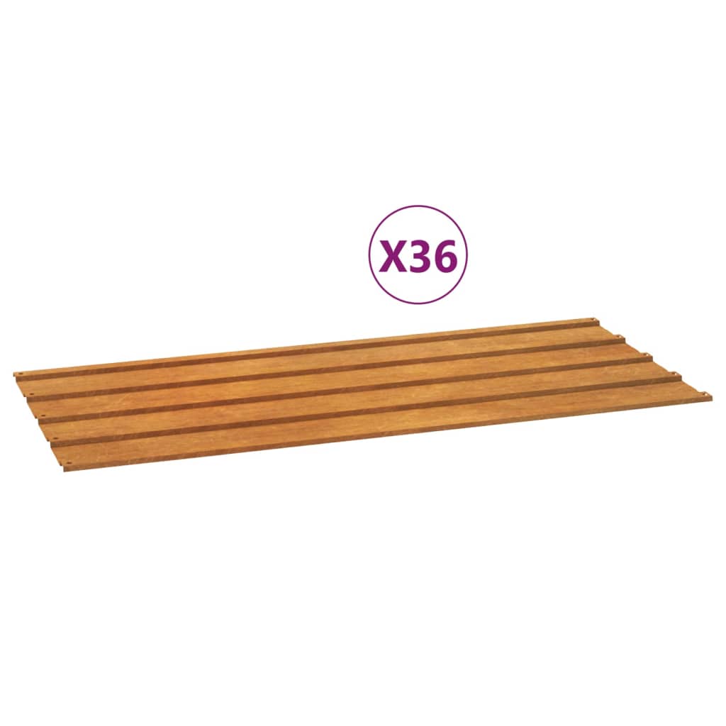 Dachplatten 36 Stk. Rostig 100x44 cm Cortenstahl