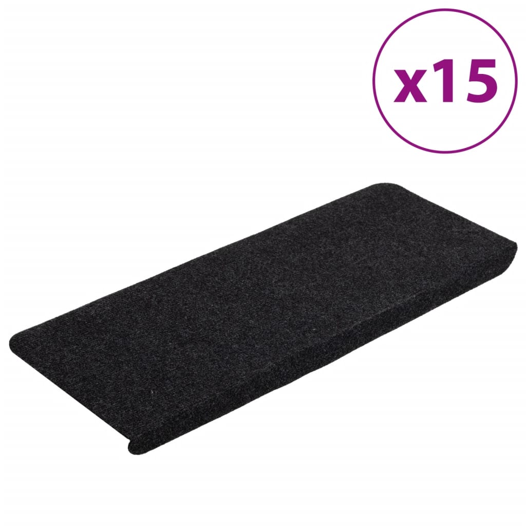 Stufenmatten Selbstklebend 15 Stk. 65x24,5x3,5 cm Schwarz