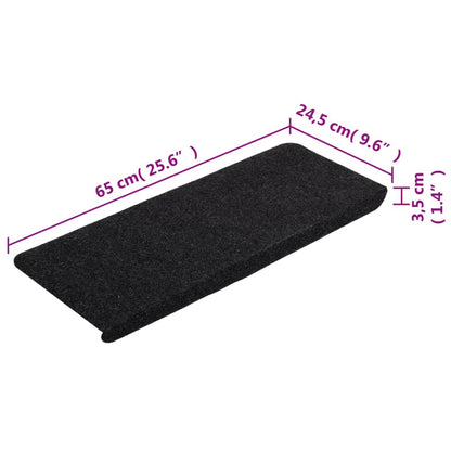 Stufenmatten Selbstklebend 15 Stk. 65x24,5x3,5 cm Schwarz