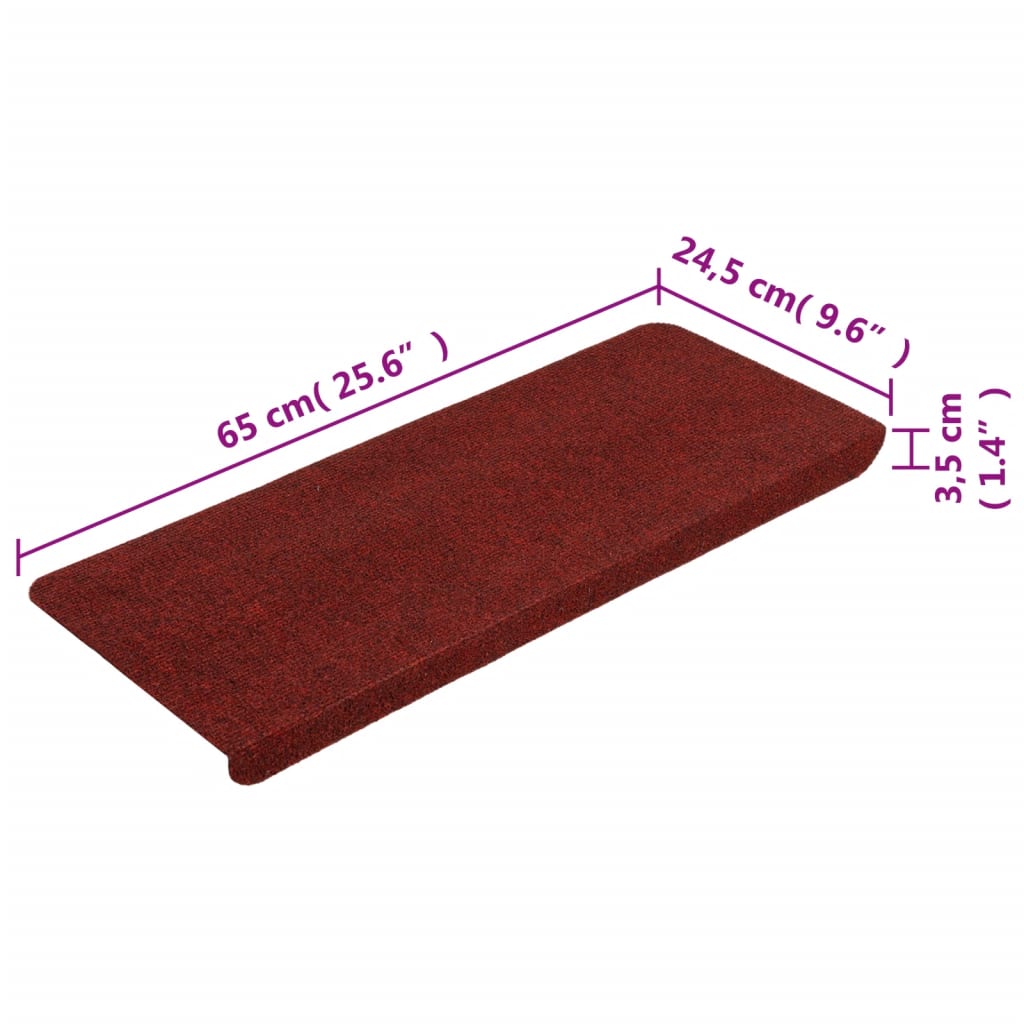 Stufenmatten Selbstklebend 15 Stk. 65x24,5x3,5 cm Rot