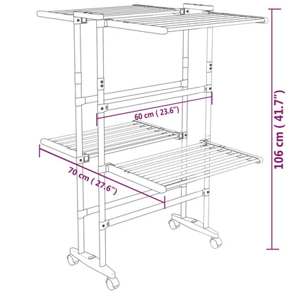 Wäscheständer 2 Etagen mit Rollen Silbern 60x70x106 cm