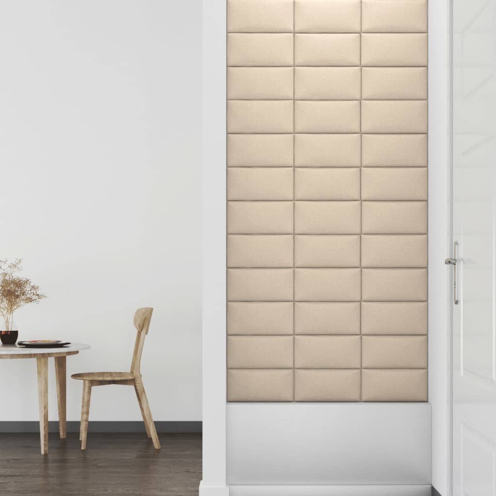 Wandpaneele 12 Stk. Creme 30x15 cm Stoff 0,54 m²