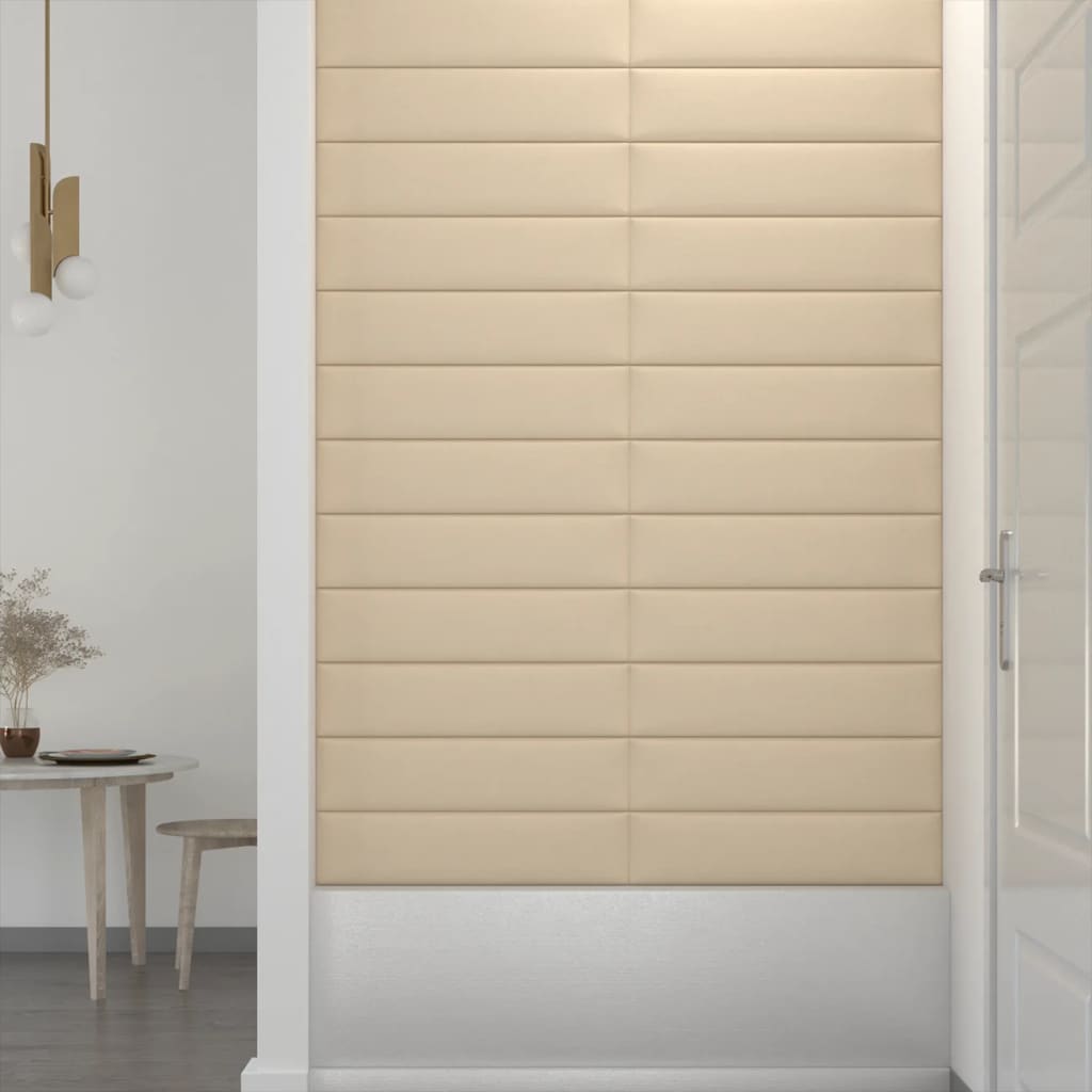 Wandpaneele 12 Stk. Creme 60x15 cm Stoff 1,08 m²