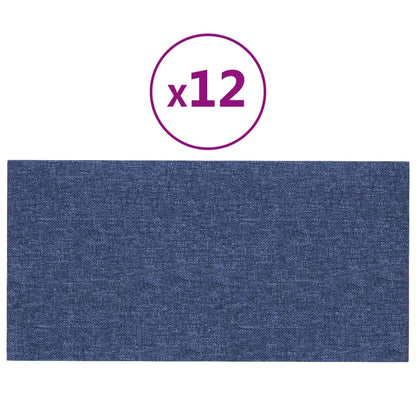 Wandpaneele 12 Stk. Blau 60x30 cm Stoff 2,16 m²