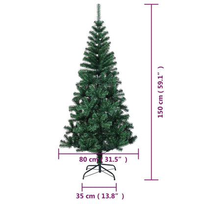 Künstlicher Weihnachtsbaum Schillernde Spitzen Grün 150 cm PVC