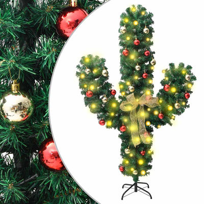 Weihnachtskaktus mit Ständer und LED Grün 210 cm PVC