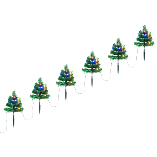 Wegbeleuchtung Weihnachtsbäume 6 Stk. Mehrfarbig LEDs 45 cm PVC