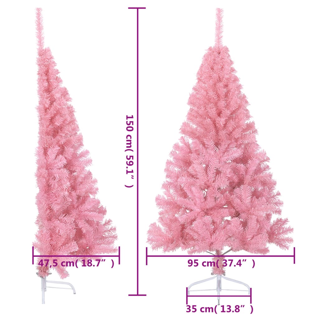 Künstlicher Halb-Weihnachtsbaum mit Ständer Rosa 150 cm PVC