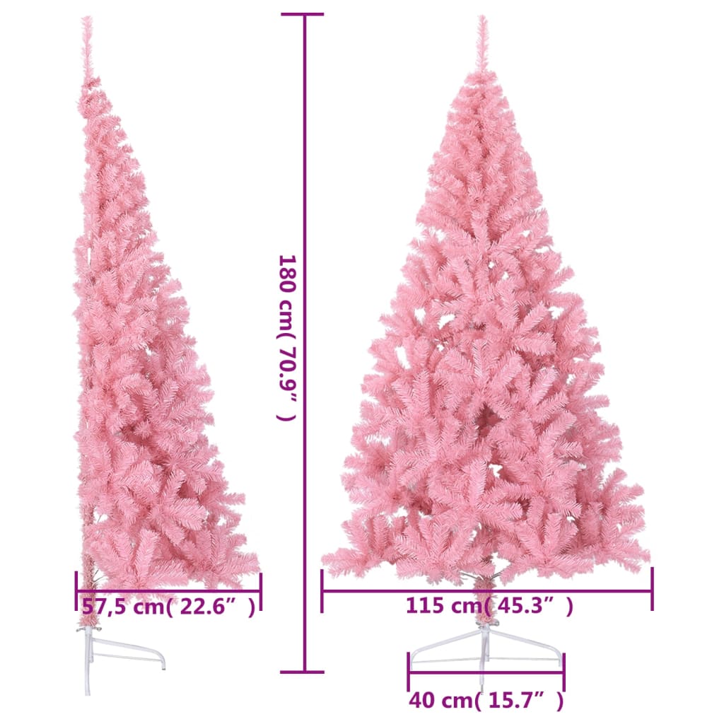 Künstlicher Halb-Weihnachtsbaum mit Ständer Rosa 180 cm PVC