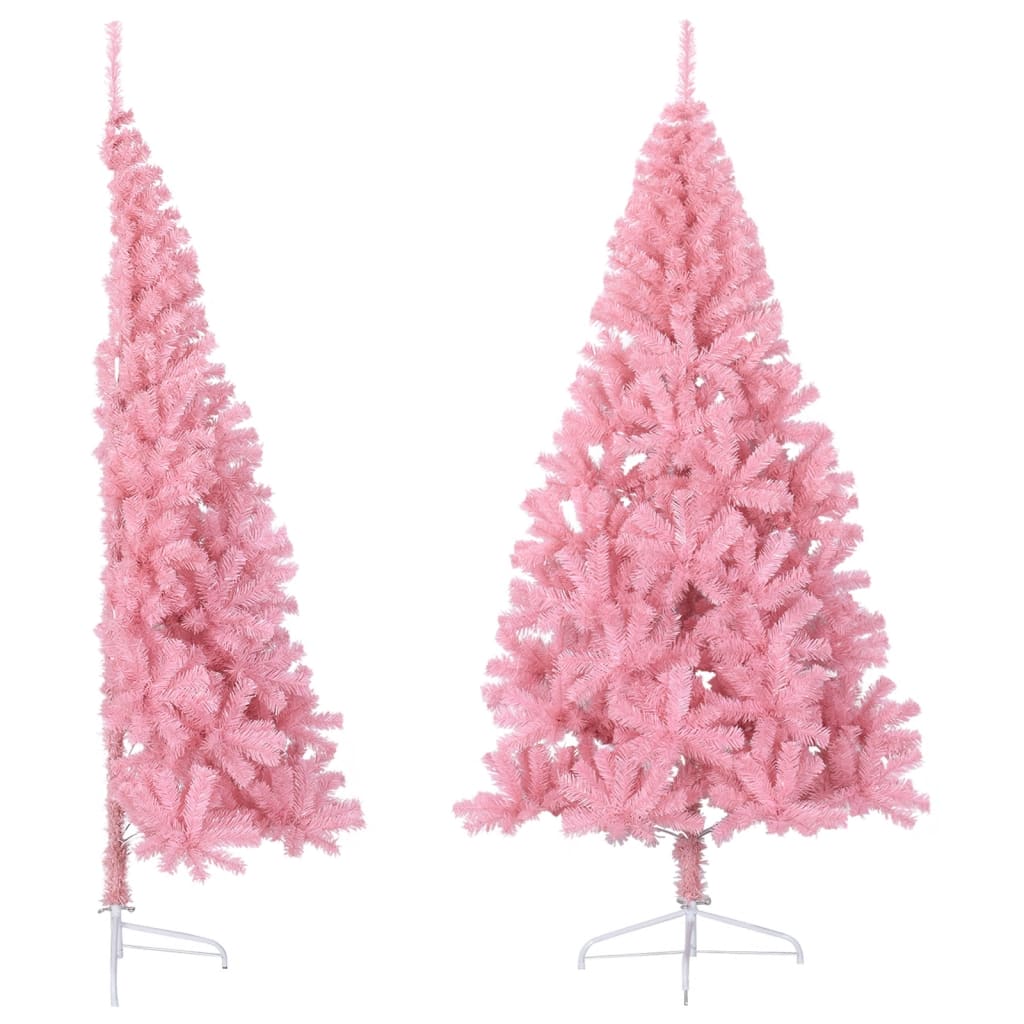 Künstlicher Halb-Weihnachtsbaum mit Ständer Rosa 210 cm PVC