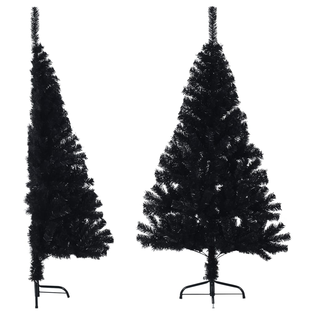 Künstlicher Halb-Weihnachtsbaum mit Ständer Schwarz 120 cm PVC