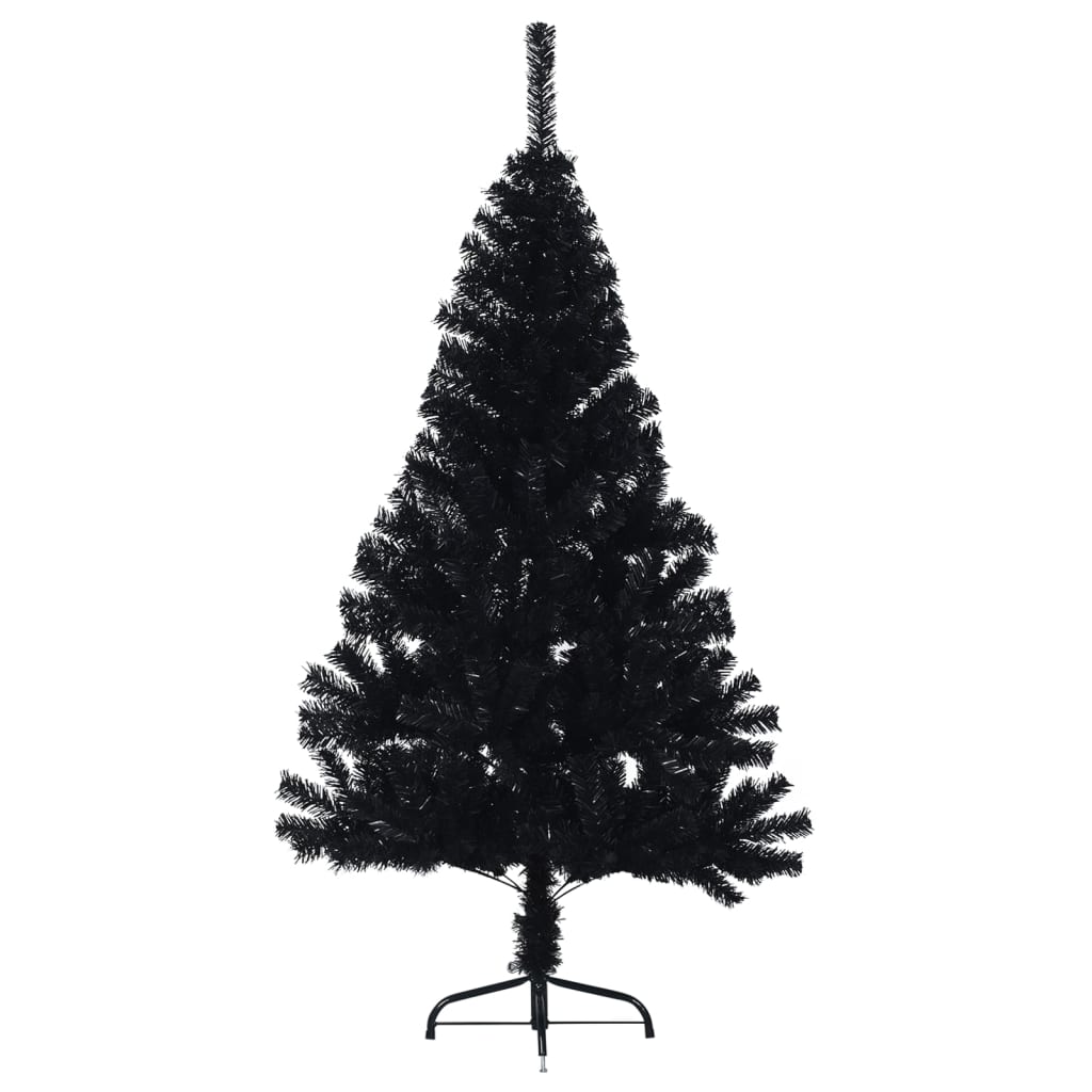 Künstlicher Halb-Weihnachtsbaum mit Ständer Schwarz 120 cm PVC