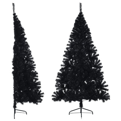 Künstlicher Halb-Weihnachtsbaum mit Ständer Schwarz 210 cm PVC