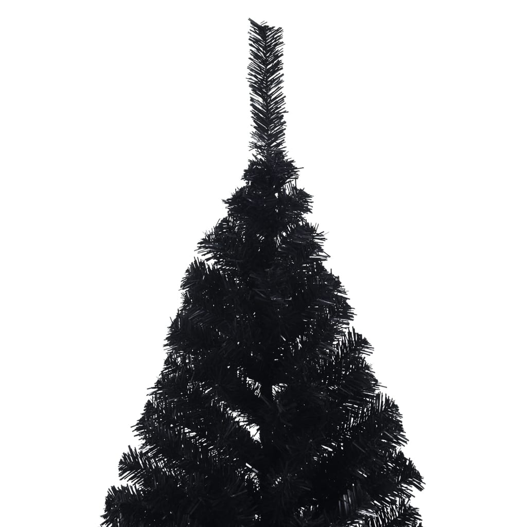 Künstlicher Halb-Weihnachtsbaum mit Ständer Schwarz 210 cm PVC