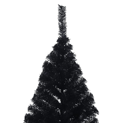 Künstlicher Halb-Weihnachtsbaum mit Ständer Schwarz 240 cm PVC