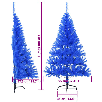 Künstlicher Halb-Weihnachtsbaum mit Ständer Blau 150 cm PVC