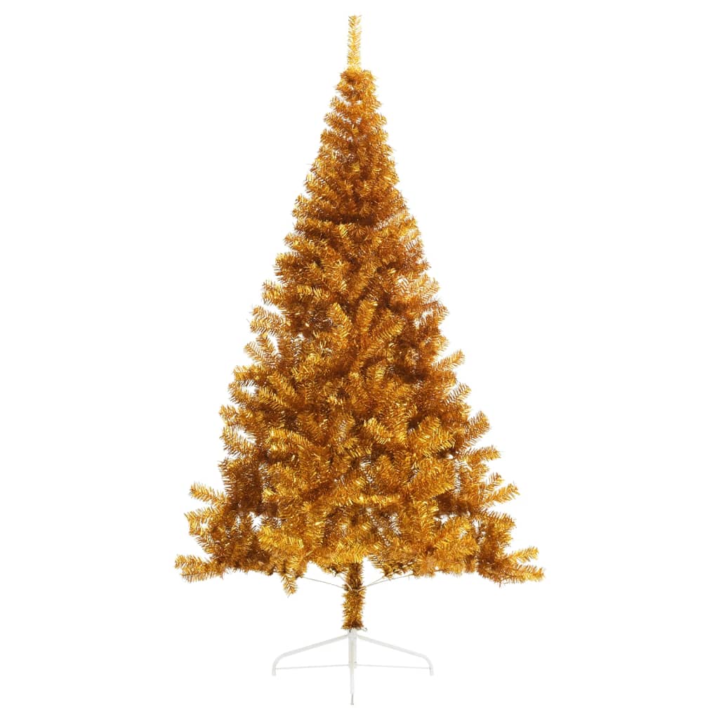 Künstlicher Halb-Weihnachtsbaum mit Ständer Gold 210 cm PET